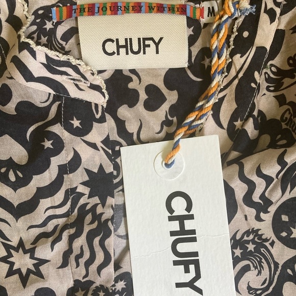 Chufy Gardenia Blouse Lightweight Voile Stencil Print NWT Top Button Front - Picture 12 of 16